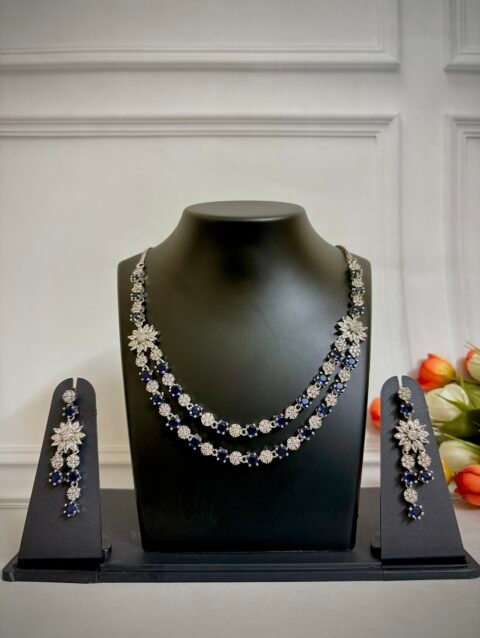 Royal Sapphire Bloom Necklace Set JDNK009