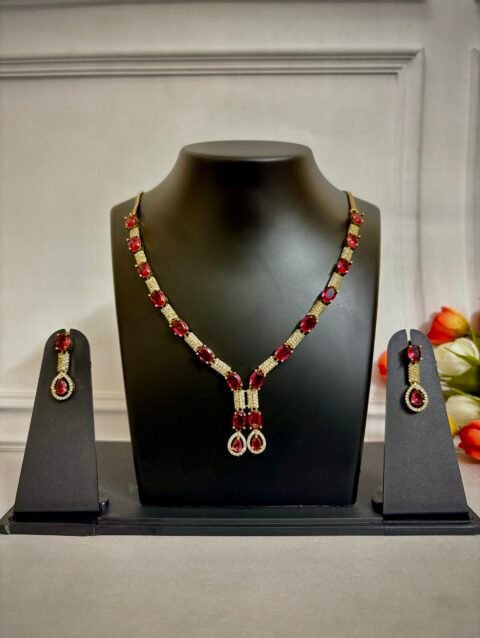 Ruby Radiance Necklace Set JDNK005