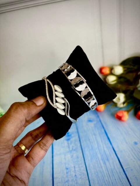 Silver Leaf Elegance Bracelet Duo JDBR001